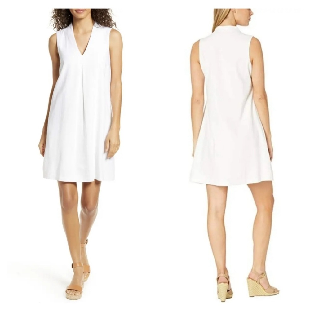 Tommy Bahama White Sleeveless V-Neck Mini Dress
